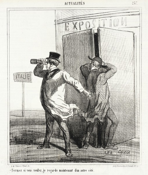 Fermez (l'Exposition) si vous voulez , je regarde maintenant d'un autre côte (l'Italie), 1867. Creator: Cham.