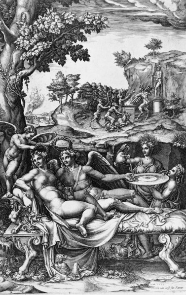 Cupid and Psyche, 1574. Creators: Giorgio Ghisi, Giulio Romano.