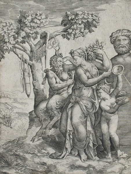 Pomona and Pan, 1550s. Creator: Giulio Bonasone.