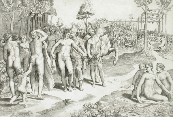 Ruggero in the Garden of Alcina, c1545. Creator: Giulio Bonasone.