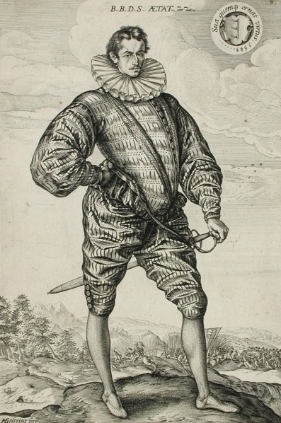 A Polish Nobleman Standing: Balthasar Bathory de Somlyo, 1583. Creator: Hendrik Goltzius.
