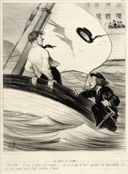 Le Coup de Vent, 1843. Creator: Honore Daumier.