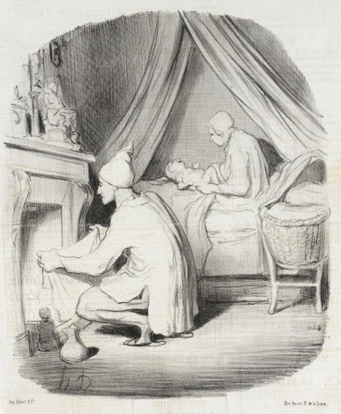 Une nuit agitée, 1847. Creator: Honore Daumier.