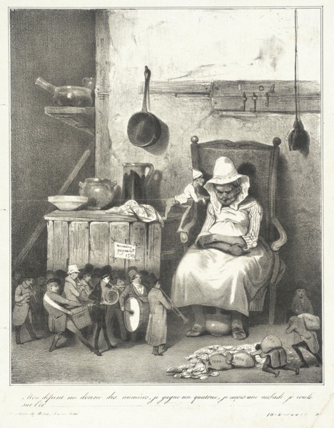 Mon défunt me donne des numéros.., 1833 Creator: Honore Daumier.