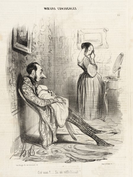 Cré nom!...Si on réfléchissait!.., 1839. Creator: Honore Daumier.