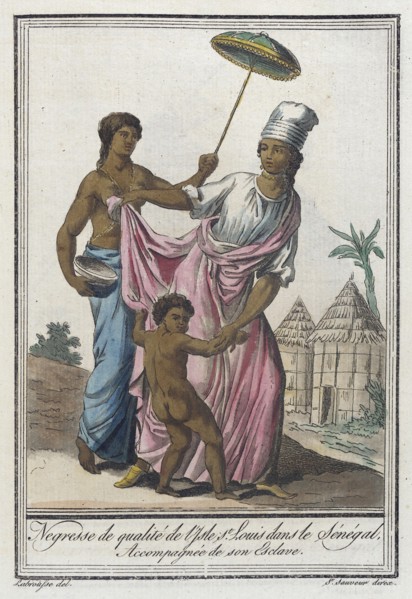 Costumes de Différents Pays, 'Negresse de Qualité de l'Isle St. Louis dans le Sénégal..., c1797. Creator: Jacques Grasset de Saint-Sauveur.
