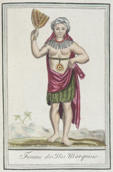 Costumes de Différents Pays, 'Femme des Iles les Marquises', c1797. Creator: Jacques Grasset de Saint-Sauveur.