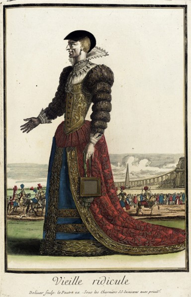 Recueil des modes de la cour de France, 'Vieille Ridicule', Bound 1703-1704. Creators: Jacques Le Pautre, Jean Doliver.