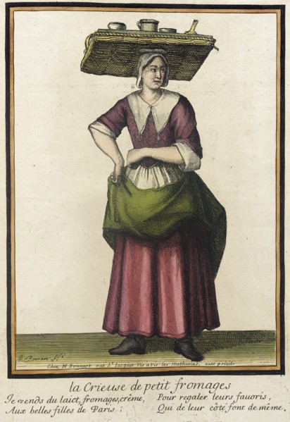 Recueil des modes de la cour de France, 'La crieuse de Petit Fromages', between 1675 and 1685. Creator: Henri Bonnart.