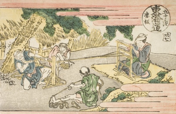 Akasaka (numbered 37); Fujikawa (numbered 38) (image 4 of 4), c1802. Creator: Hokusai.