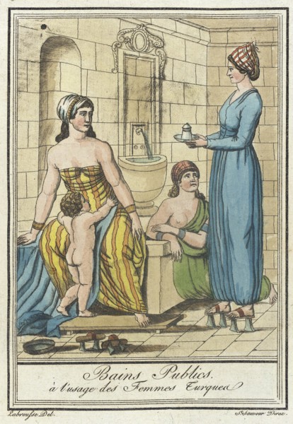 Costumes de Différents Pays, 'Bains Publics à l'Usage des Femmes Turquea', c1797. Creator: Jacques Grasset de Saint-Sauveur.