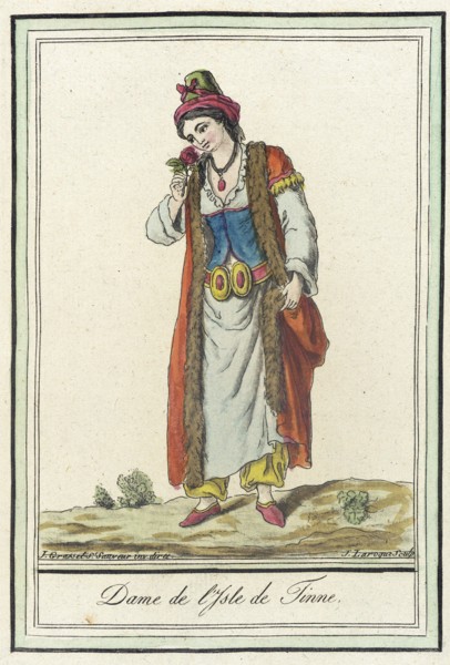 Costumes de Différents Pays, 'Dame de l'Isle de Tinne', c1797. Creator: Jacques Grasset de Saint-Sauveur.