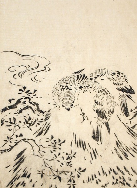 Sparrows, Printed 1762. Creator: Miyazaki Yuzen.