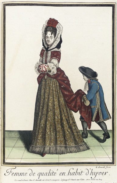 Recueil des modes de la cour de France, 'Femme de Qualité en Habit d'Hyver', between c1672 and c1686 Creator: Nicolas Arnoult.