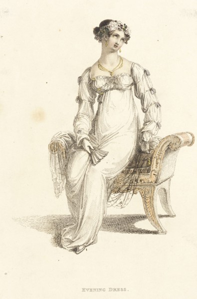Fashion Plate (Evening Dress), 1812. Creator: Rudolph Ackermann.