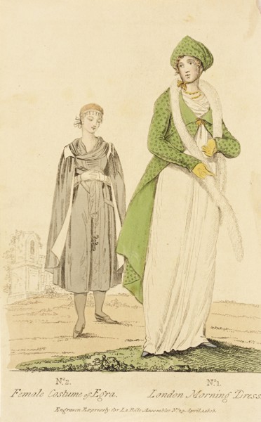 Fashion Plate (Female Costume of Egra - London Morning Dress), 1808. Creator: Unknown.