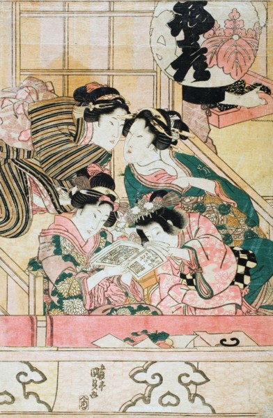 Young Women in a Theater Balcony, c1820s. Creator: Utagawa Kunisada.