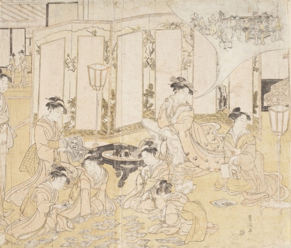 Women Playing Hyakunin Isshu Card Game (image 1 of 2), between c1794 and c1795. Creator: Utagawa Toyokuni I.