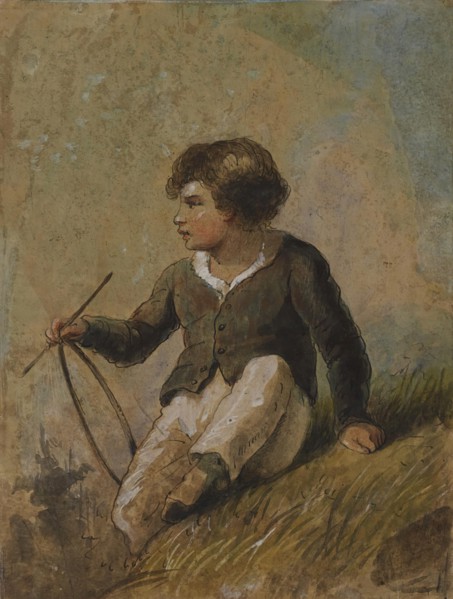 Young Boy with Hoop and Stick, mid 19th century. Creator: Alfred Jacob Miller.