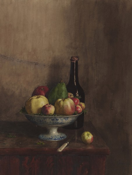 Still Life with Fruit Bowl (Quinces, Apples and a Pear), 1863. Creator: Leon Bonvin.