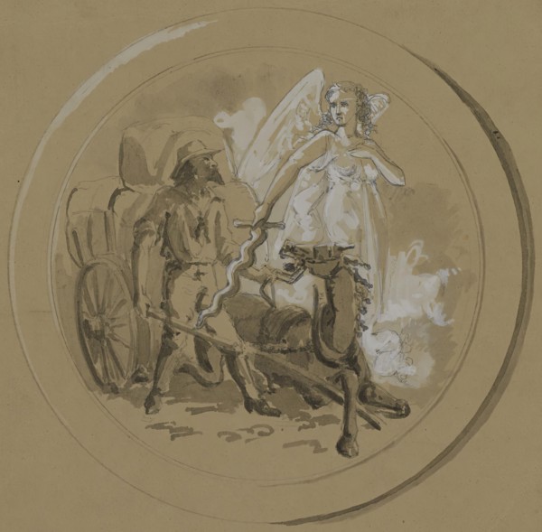 Untitled: Study of a Horsecart, 1855-1859. Creator: Alfred Jacob Miller.