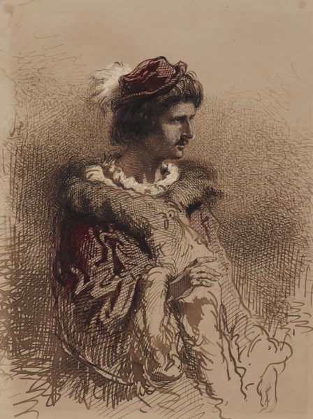 Half-length Male Figure in Sixteenth-century Costume, 1855-1867. Creator: Paul Gavarni.