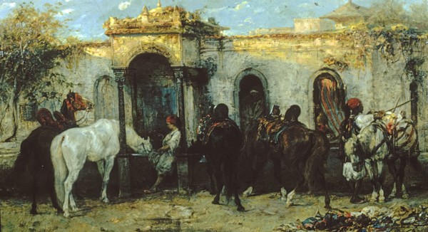 Arabs in Egypt, Sunrise, 1867. Creator: Christian Adolf Schreyer.