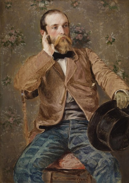 Self-Portrait with Flowered Wallpaper, 1848-1850 (?). Creator: Richard Caton Woodville.