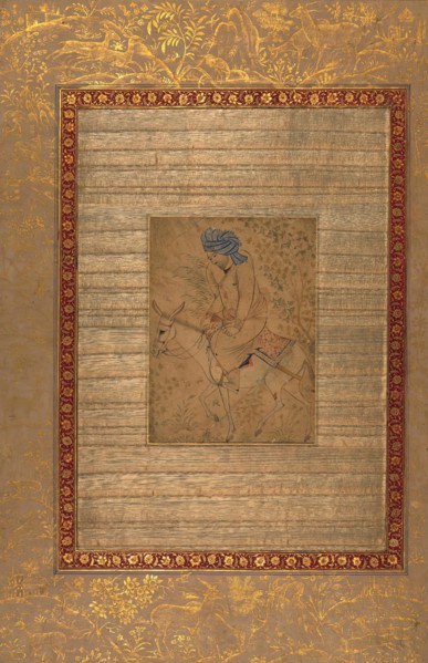 Single Leaf of a Man on a Donkey, early 11th century AH/AD 17th century. Creator: Unknown.