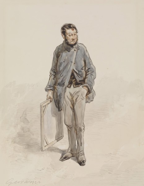Artist with Canvas, 1855-1866. Creator: Paul Gavarni.