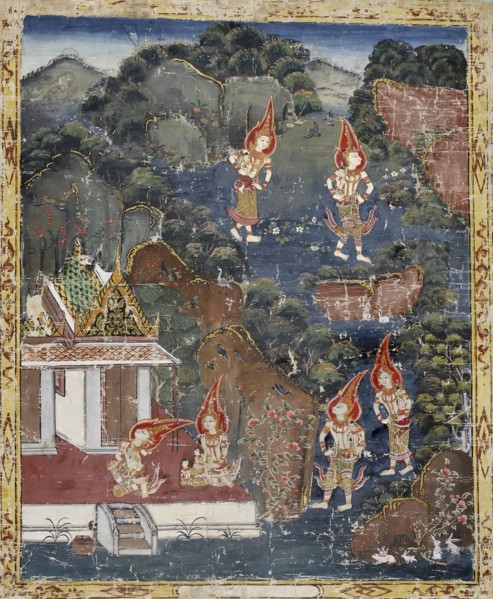 Vessantara Jataka, Chapter 4 (The Forest Edge): Vessantara, Maddi, Jali, and Kanha, 1830-1860 (). Creator: Unknown.