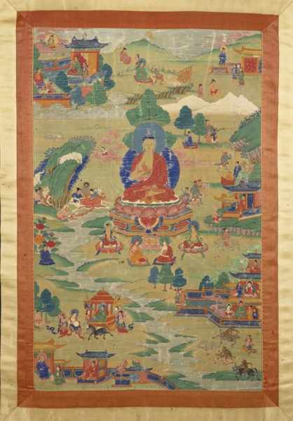 Buddha Shakyamuni with "Jataka" Tales, late 17th-early 18th century. Creator: Unknown.