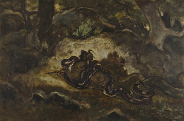 Python Crushing a Gnu, c1850s-1860s. Creator: Antoine-Louis Barye.
