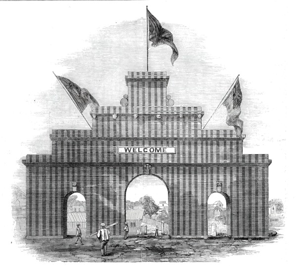 The Lumberers' Arch at Ottawa, erected on the occasion of the Prince of Wales's visit to Canada,1860 Creator: Unknown.