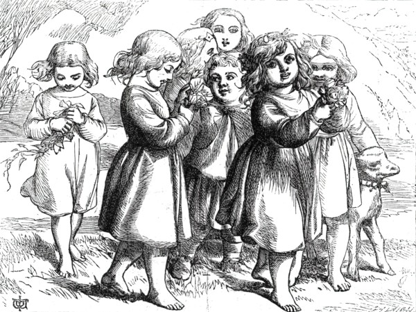Flower Offerings, from "The Pilgrim's Progress", 1860. Creator: Unknown.