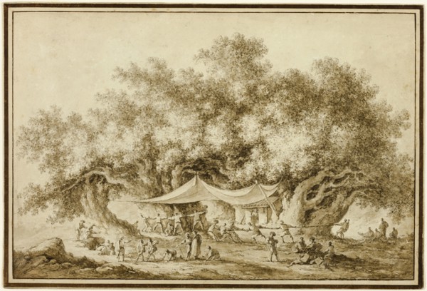 View of the Famous Chestnut Tree of Mount Etna, called Centum Cavalli, 1784. Creator: Claude Louis Chatelet.