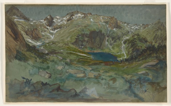 View of the Lac d’Espingo and the Cirque d’Espingo in the Pyrenees, Aug. 21, 1865. Creator: Eugène Emmanuel Viollet-le-Duc.