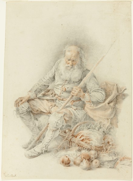 Old Man with a Basket of Fruit and Vegetables, 18th century. Creator: Jacques Andre Portail.