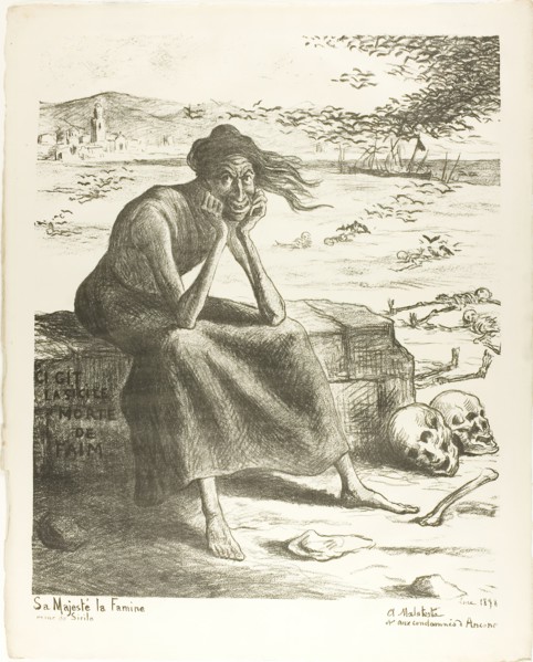 Her Majesty Famine, Queen of Sicily, 1898, published May 22, 1898. Creator: Maximilien Luce.