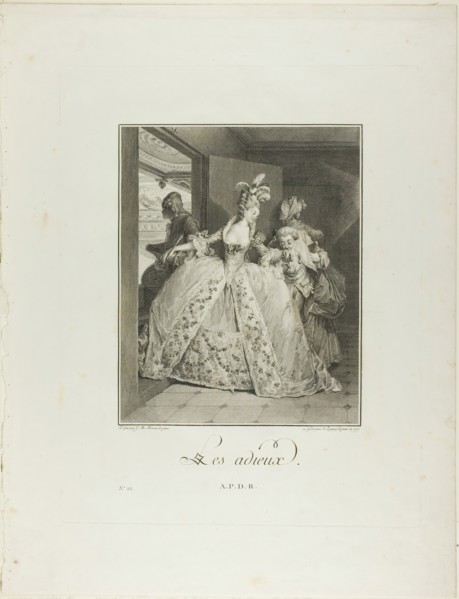 Goodbyes, from Monument du Costume Physique et Moral de la fin du Dix-huitième siècle, 1777. Creator: Nicolas Delaunay.