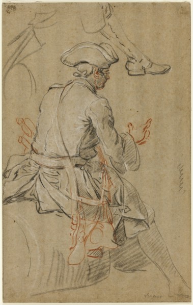 Sketch of Man on Horseback, with Separate Sketch of his Right Foot, n.d. Creator: Pierre Lenfant.