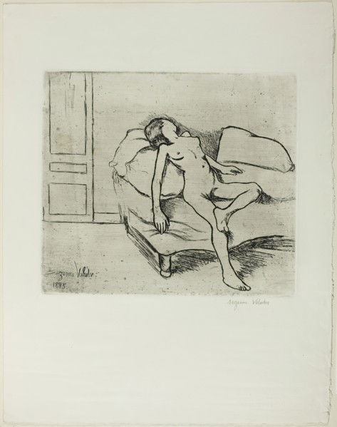 Louise Nude on a Sofa, 1895. Creator: Suzanne Valadon.