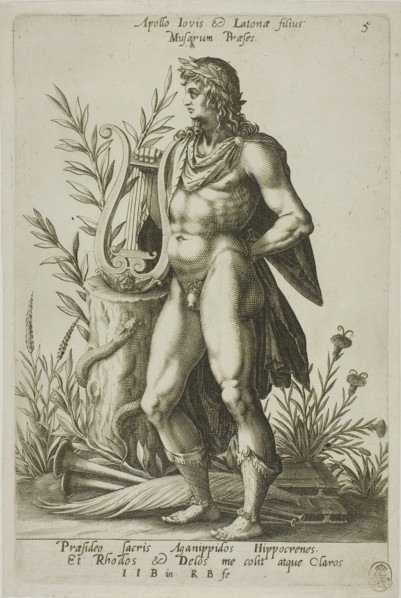 Apollo, plate 5 from Parnassus Biceps, 1601. Creator: Robert Boissard.