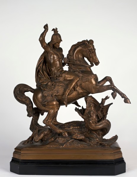 Equestrian statuette of Saint George killing the dragon, 1853. Creator: Anton Dominik Fernkorn.