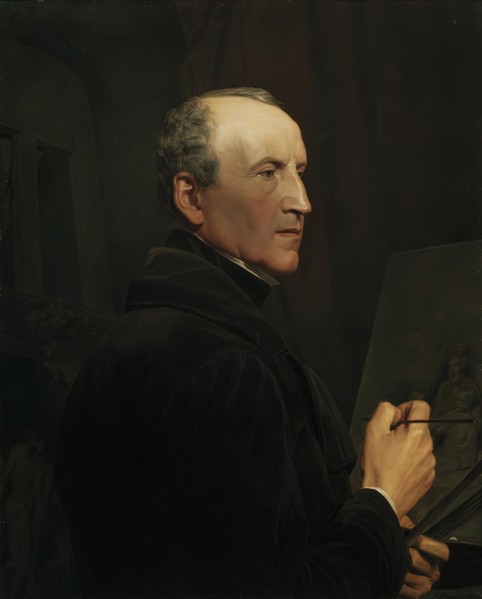 Self-portrait in front of the easel, 1848. Creator: Ferdinand Georg Waldmuller.