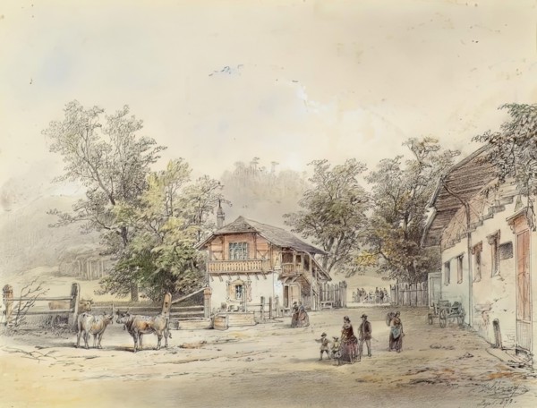 Dairy near Vienna, 1870. Creator: Ludwig Czerny.