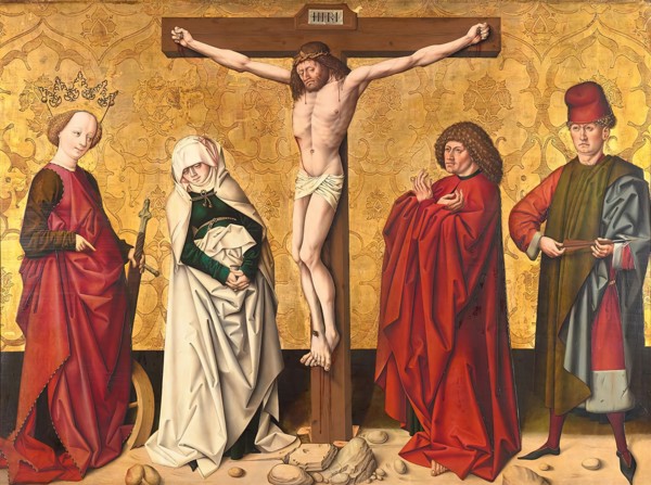 Christ on the cross with saints, 1475/80. Creator: Master of Großgmain.