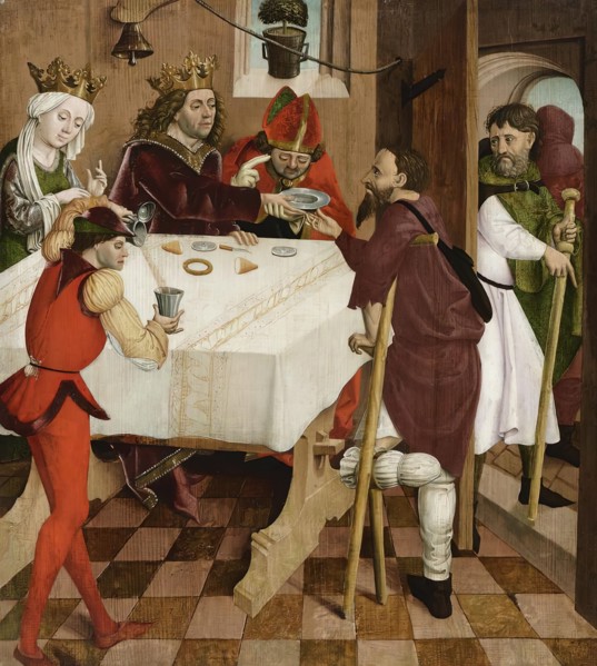 Almsgiving of St. Oswald, c1480/1485. Creator: Master of the Oswald Legend.