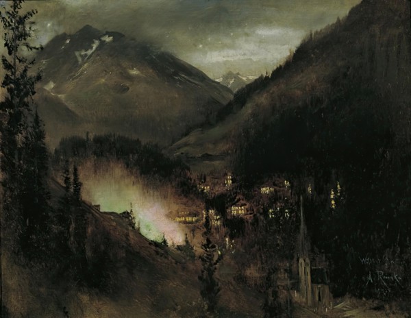 Wildbad Gastein in the evening (with Bengali lighting), 1877. Creator: Anton Romako.