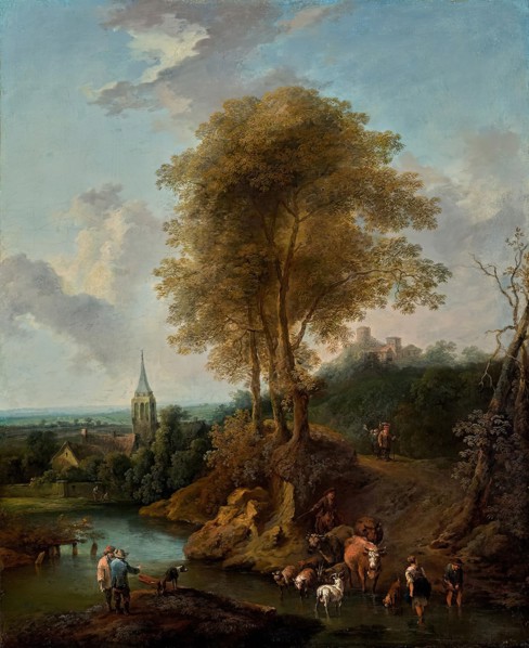 Landscape with three trees and church, 1746 (?). Creator: Christian Hilfgott Brand.